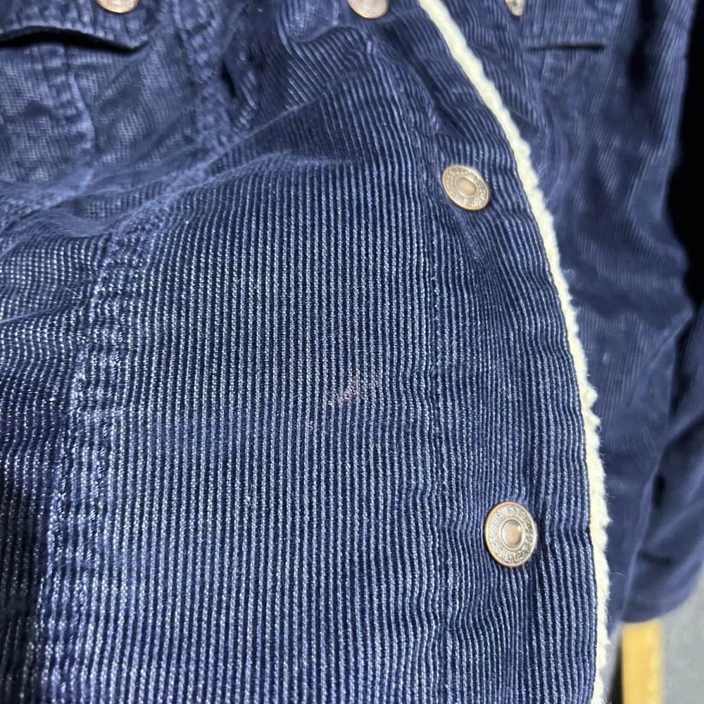 Levis Trucker Jacket Mens Medium Navy Blue Corduroy Sherpa Lined Premium